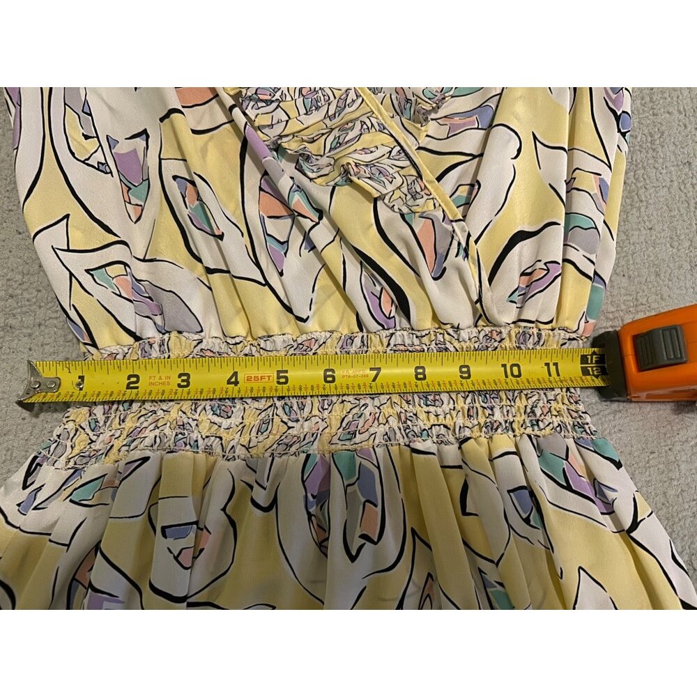 Vintage Anthony Sicari Ruffle Midi Dress Made in USA 80s Pastel Abstract Print P - Picture 5 of 12